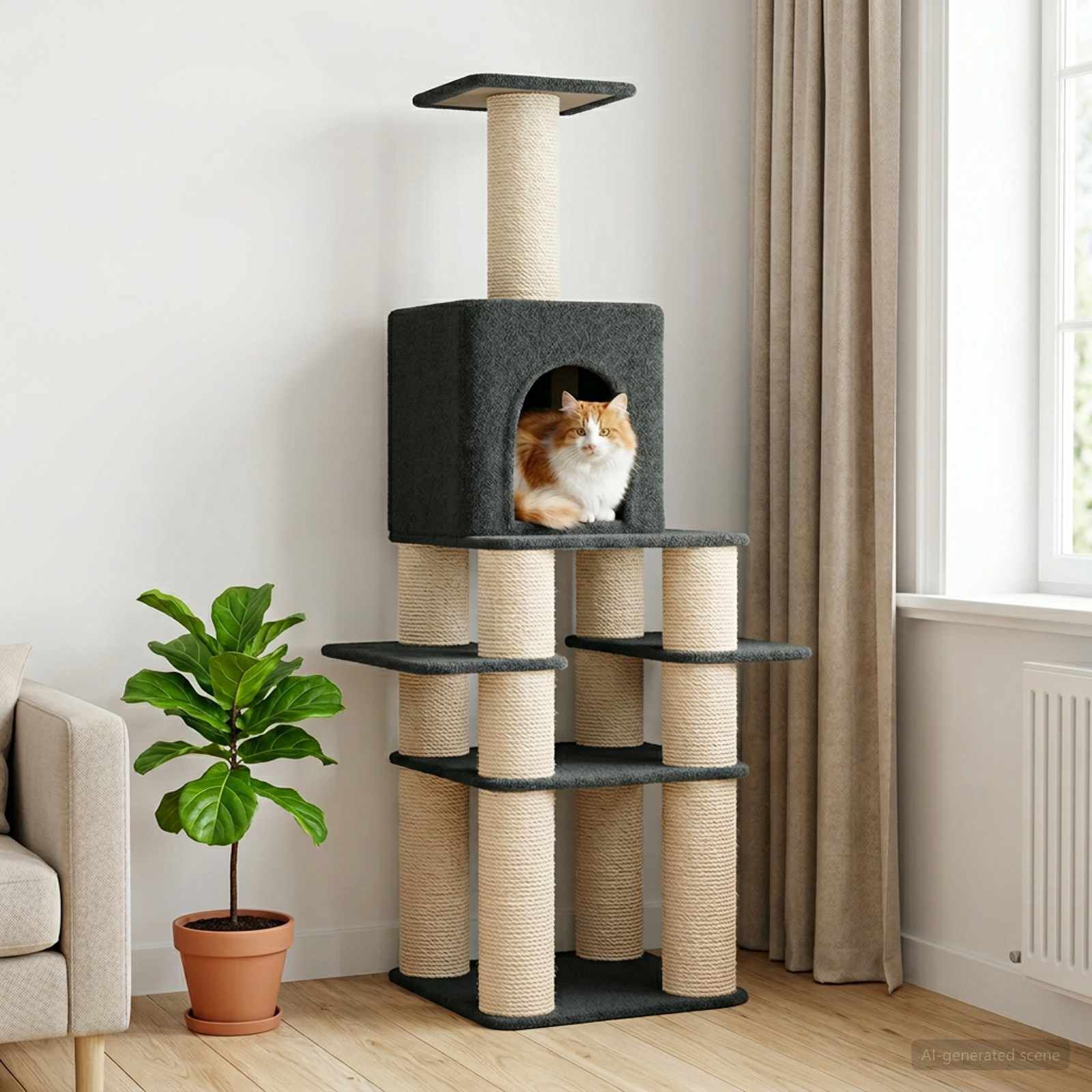 vidaXL &Aacute;rbol para gatos con postes de sisal Muebles Gatos jugar mascotas Torre, , large Imagen numero 2