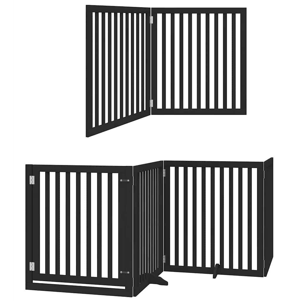 vidaXL Puerta para perros plegable 6 paneles madera &aacute;lamo negra 480 cm, , large Imagen numero 4