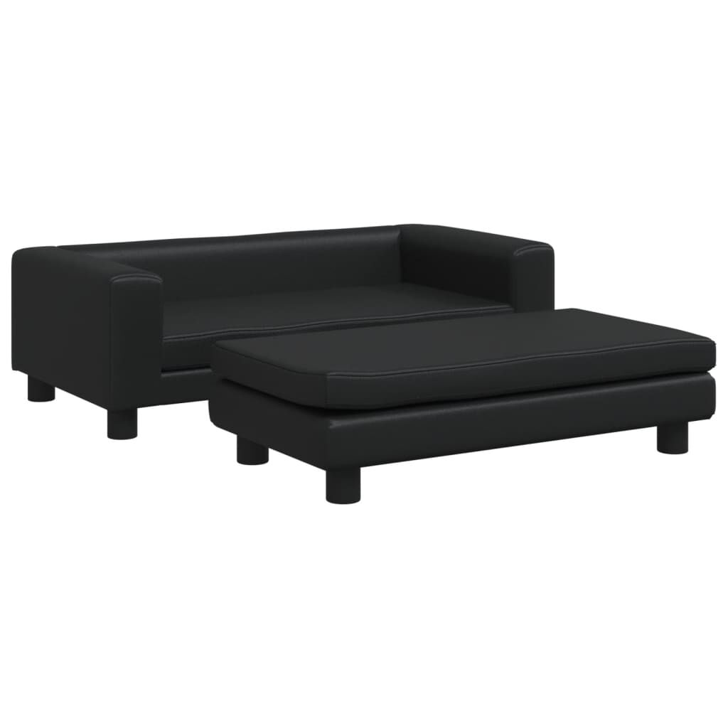 vidaXL Cama de perros con extensi&oacute;n cuero sint&eacute;tico negro 100x50x30 cm, , large Imagen numero 1