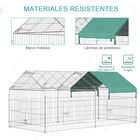 PawHut Jaula Recinto para Animales Pequeños 220x103x103 cm Jaula para Conejos Corral con 2 Puertas y Protección contra Solar para Exterior Jardín Patio Plata y Verde, , large image number null