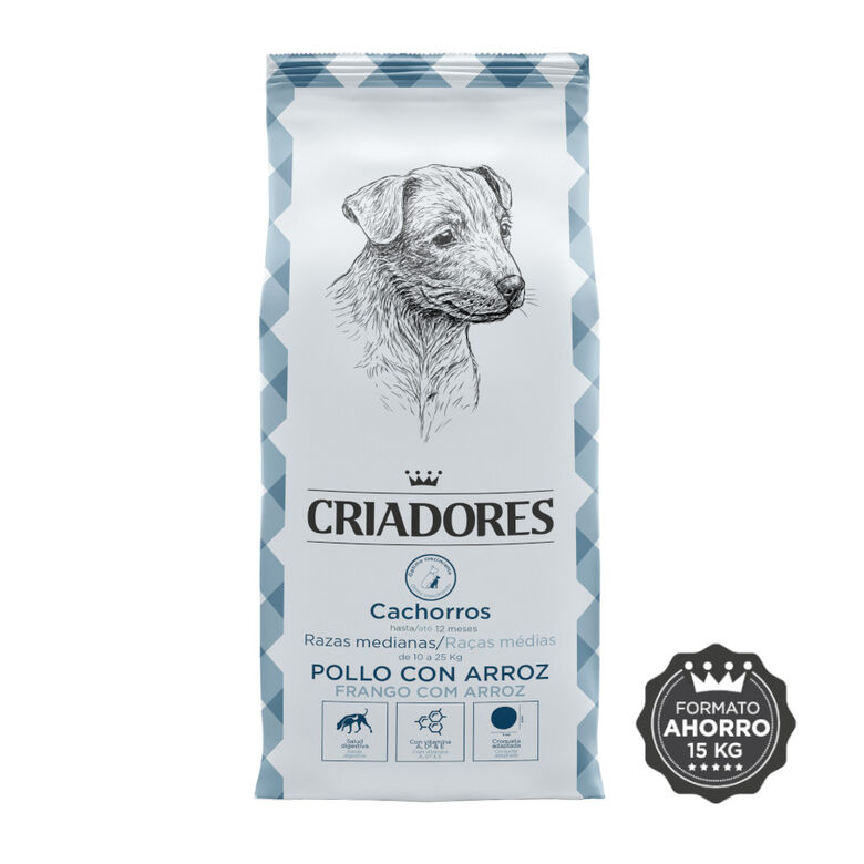 Criadores Pollo y Arroz pienso para cachorros de razas medianas thumbnail