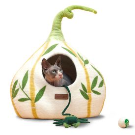 Cueva para gato de fieltro de lana natural Bambou