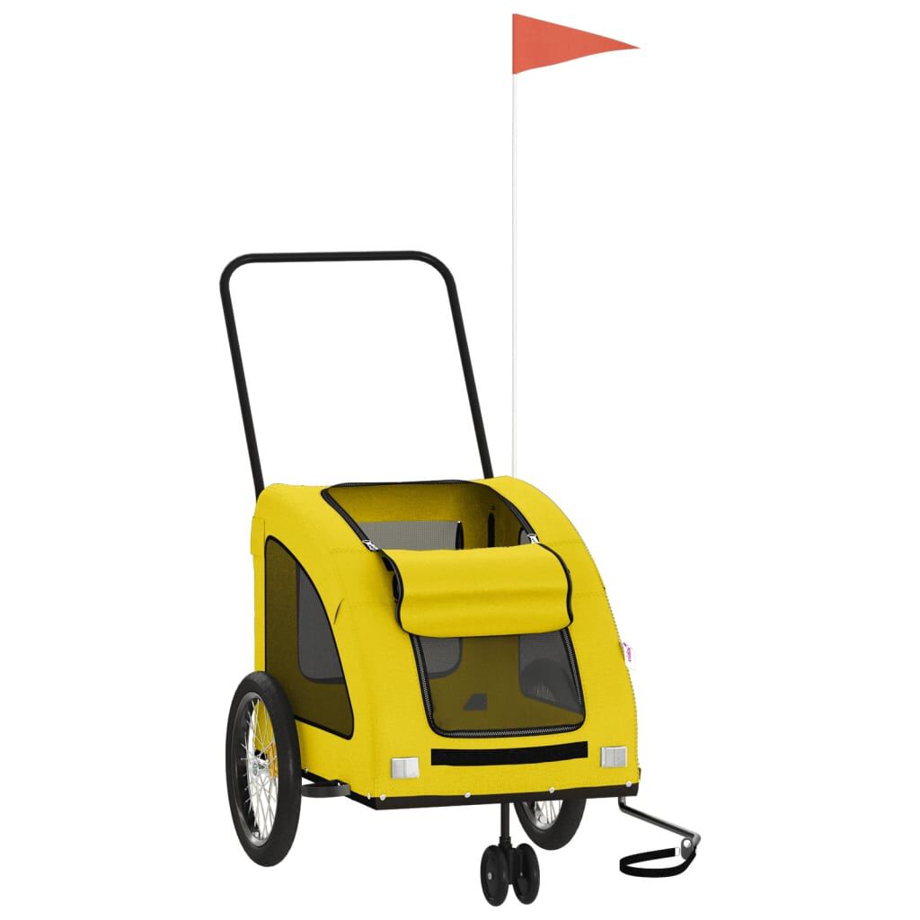 VidaXL Remolque de bicicleta mascotas hierro tela Oxford amarillo, , large Imagen numero 3