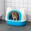 PawHut arenero caja cerrado blanco y azul para gatos, , large indicador imagen numero 2