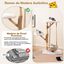 COSTWAY Árbol para Gatos con Hamaca Colgante, Torre Multinivel con Postes de Madera de Pera y Rascadores de Yute, 2 Plataformas, Ideal para Gatos, Natural + Blanco, 70 x 50 x 123 cm, , large indicador imagen numero 3