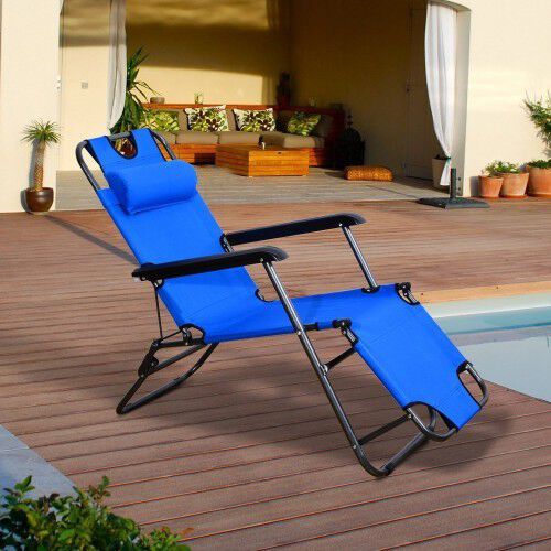 Tumbona reclinable Outsunny de Jard&iacute;n color Azul, , large Imagen numero 1
