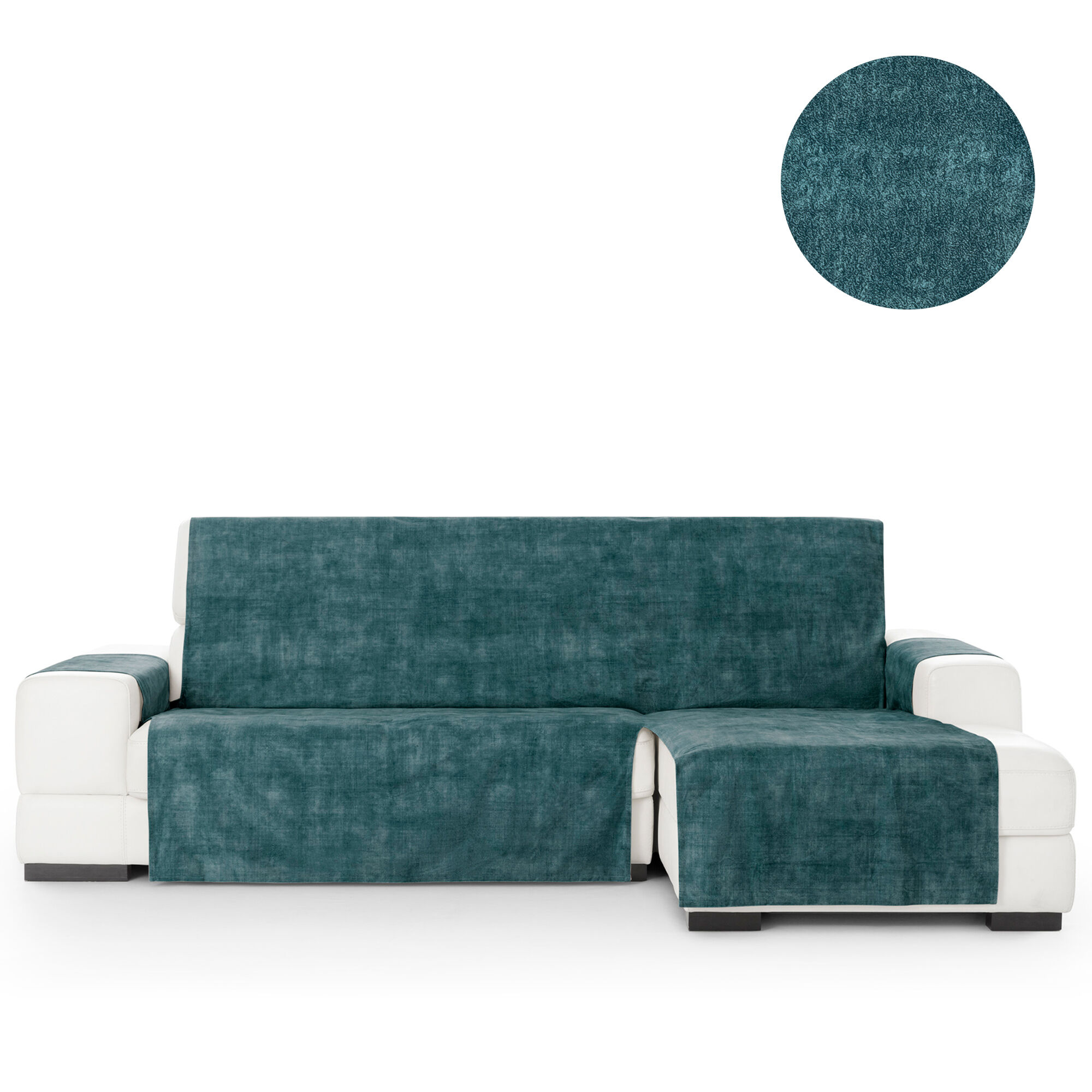 Cubre Sof&aacute; Protector Antimanchas acabado aterciopelado Azul Chaise Longue Derecho 240 cm (250-300 cm), , large Imagen numero 1