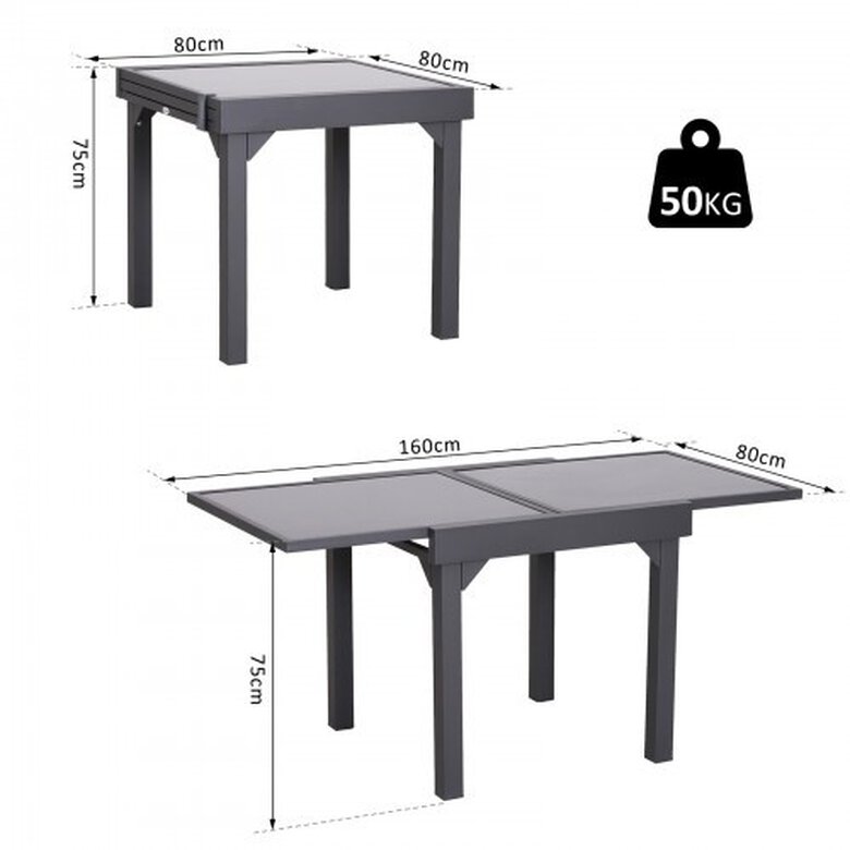 Mesa de jardín Outsunny de Aluminio color Gris, , large image number null