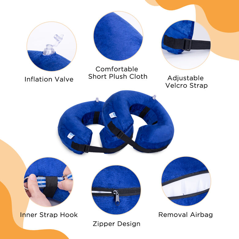 Nobleza Collar Isabelino Inflable Ajustable Azul para mascotas thumbnail