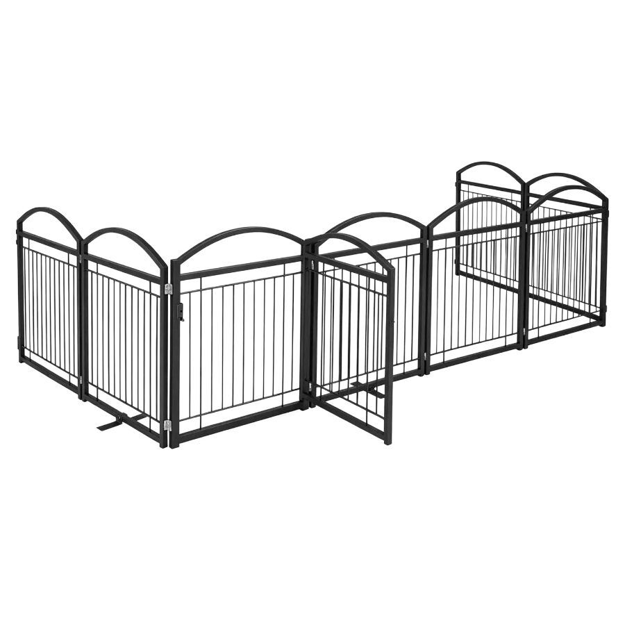 COSTWAY Parque para Perros de 8 Paneles con Puerta de Seguridad con Estructura Met&aacute;lica, Corral para Perros Peque&ntilde;os y Medianos, Corralito para Perros Plegable para Interior Exterior, Negro, , large Imagen numero 1