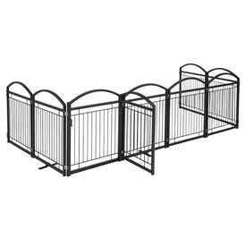 COSTWAY Parque para Perros de 8 Paneles con Puerta de Seguridad con Estructura Met&aacute;lica, Corral para Perros Peque&ntilde;os y Medianos, Corralito para Perros Plegable para Interior Exterior, Negro