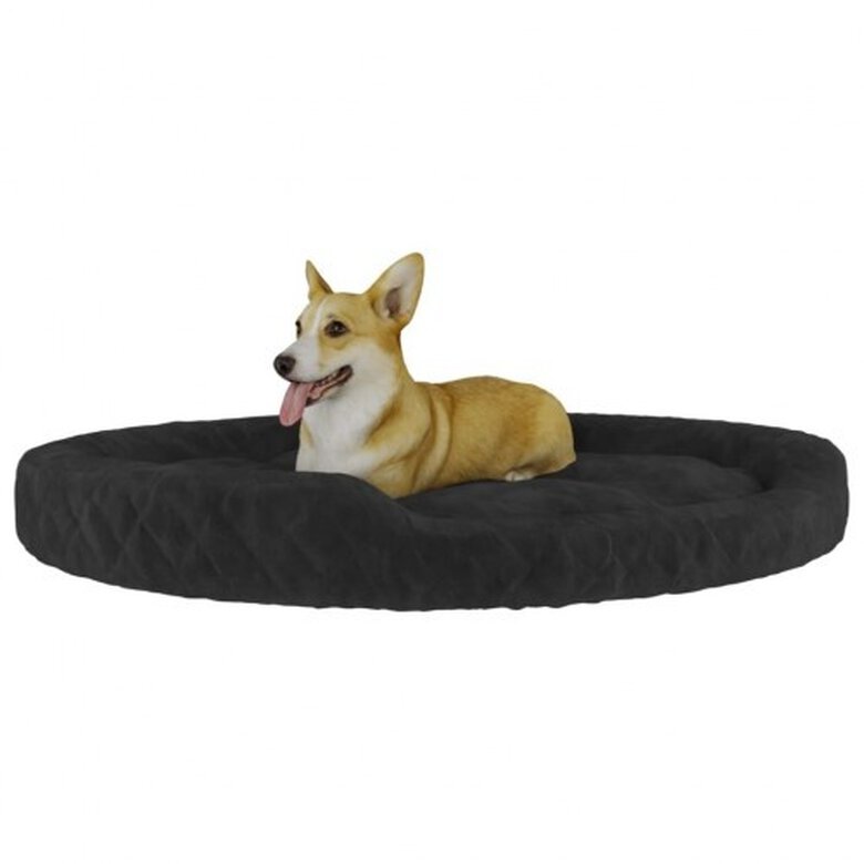 Vidaxl cama redonda acolchada negra para perros, , large image number null