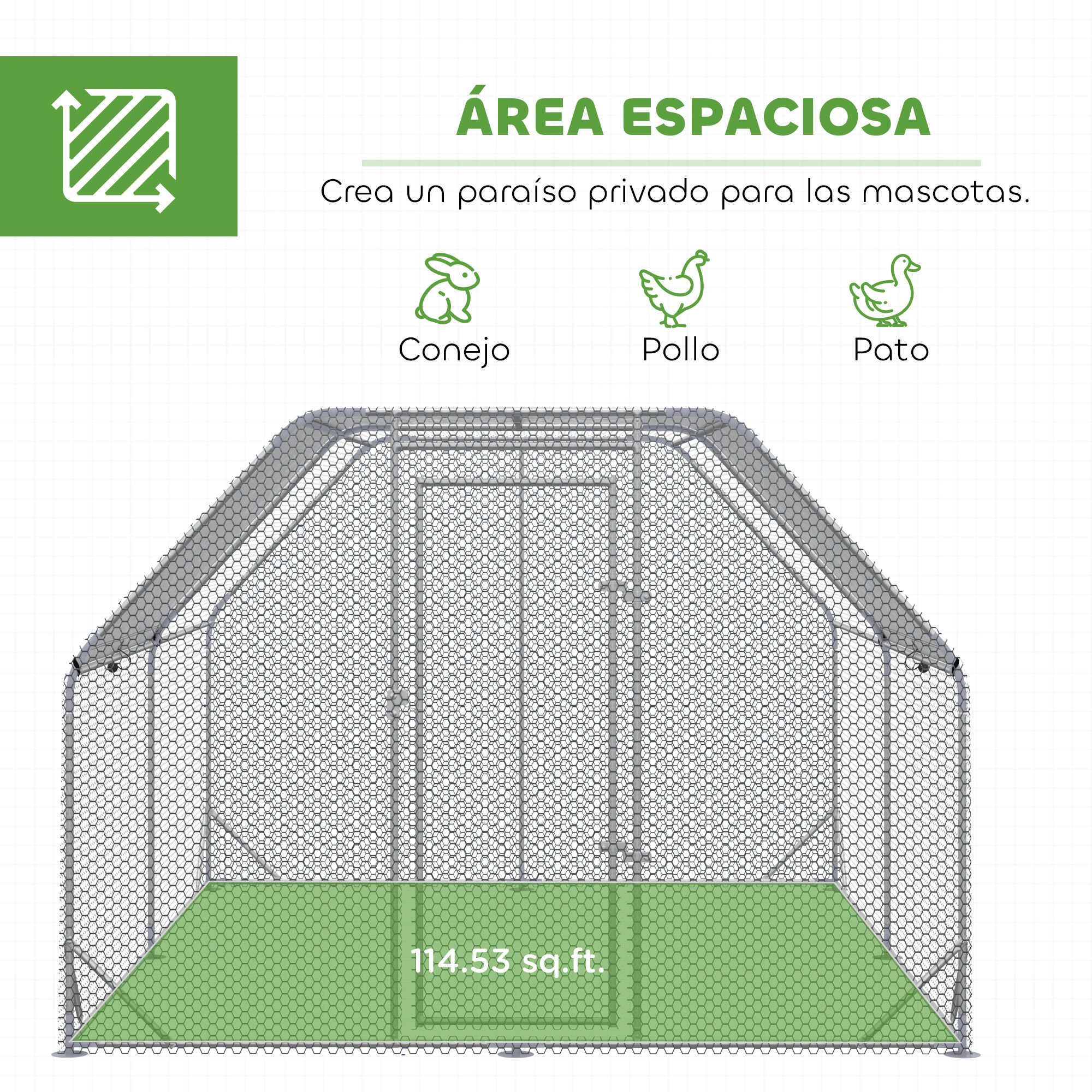 PawHut Gallinero Exterior Plata, , large Imagen numero 9