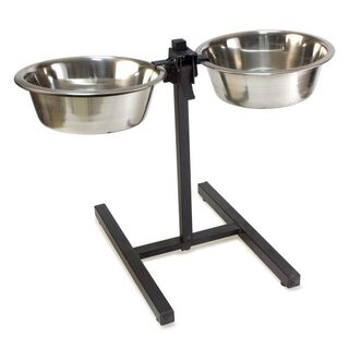 Comedero doble alto acero inoxidable color Negro