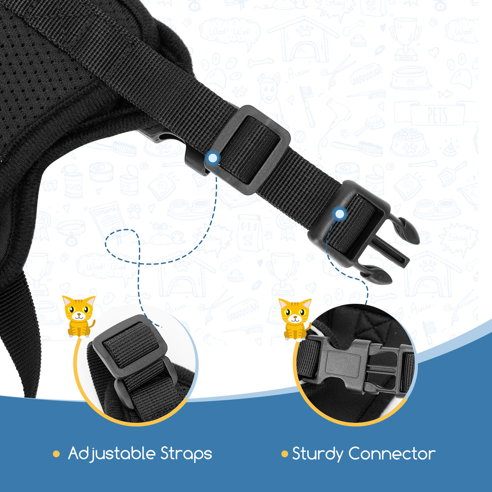 Nobleza Antiescape y Ajustable Arn&eacute;s Gato con Correa de 150 cm, para Gatos peque&ntilde;os medianos Grandes Mascotas Gatito Cachorro Conejo, con Banda Reflectante,M, , large Imagen numero 4