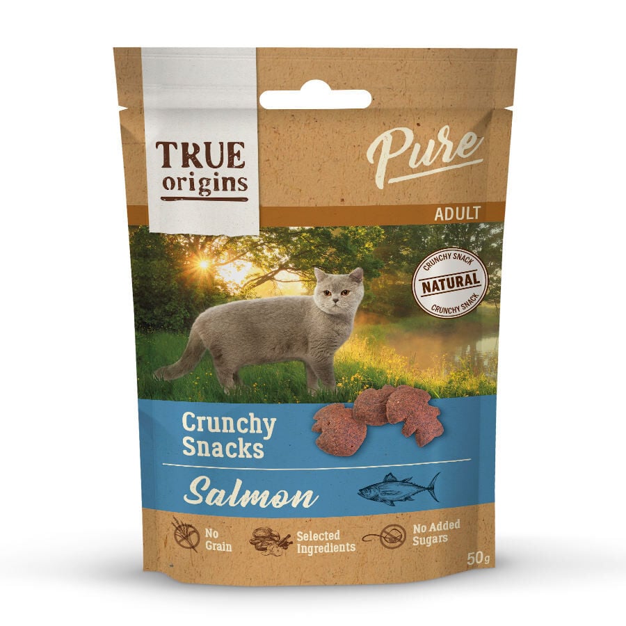 True Origins Pure Bocaditos Adult Crunchy de Salmón para gatos
