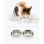 Comedero blanco de acero inoxidable para gatos