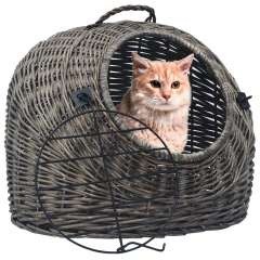Transportín de sauce natural para gatos color Gris