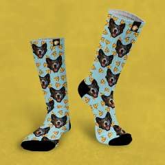 Calcetines personalizados Pizza 2 mascotas color Azul