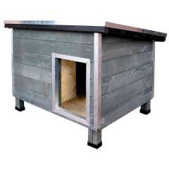 Caseta robusta de madera para perros Nevada Gris