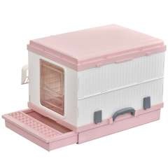 Arenero PawHut para gatos plegable portátil color Rosa