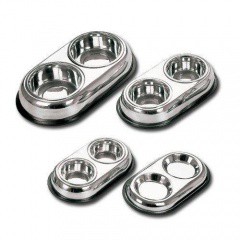 Comedero para perros y gatos acero inoxidable y plato doble TK-Pet