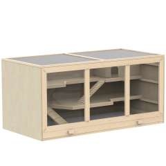 Jaula de madera PawHut para roedores pequeños color Madera