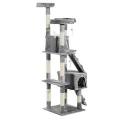 Pawhut árbol rascador con ratoncitos gris para gatos