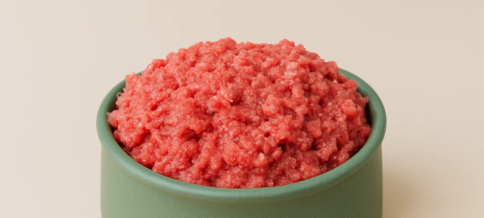 Comida natural BARF congelada en estado crudo