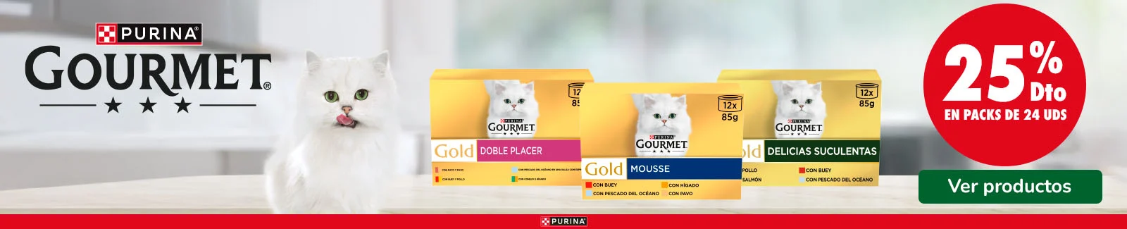 Gourmet: 25% dto en packs de 24 h&uacute;medos para gatos.