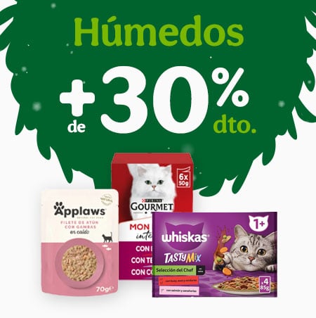 +30% dto en packs de comida húmeda para gatos.
