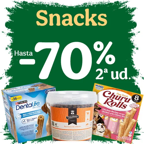 Hasta -70% en la 2ª ud de snacks para perros.