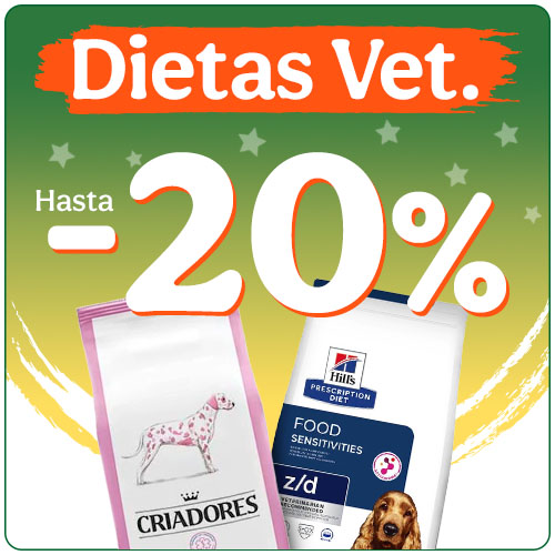 Hasta 20% dto en pienso veterinario para perros.
