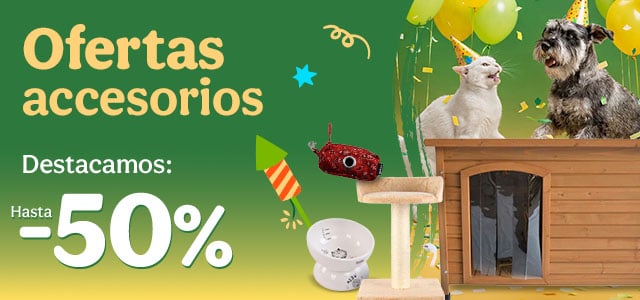 Hasta 50% dto en accesorios para tu peludo.