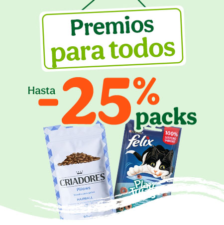 Snacks: Hasta 25% de descuento en snacks para gatos.