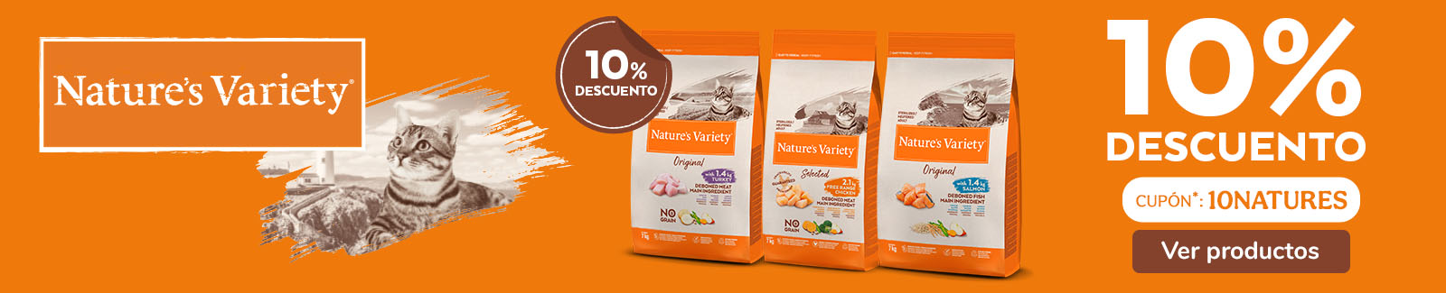 Nature's Variety descuenta un 10% en una selección de pienso para gatos