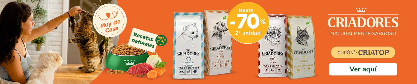 Criadores: Hasta 70% de descuento en la 2ª unidad de pienso para perro y gato.