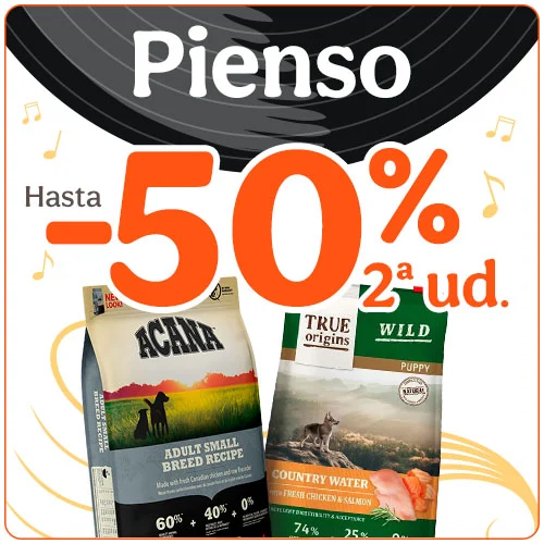 Hasta 50% dto en la 2ª ud de pienso para perro.