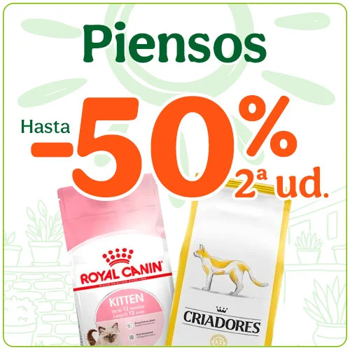 Hasta 50% dto en la 2ª ud de pienso para tu gato.