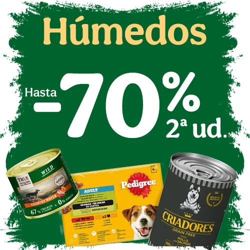 Hasta -70% en la 2ª ud de comida húmeda para perros.