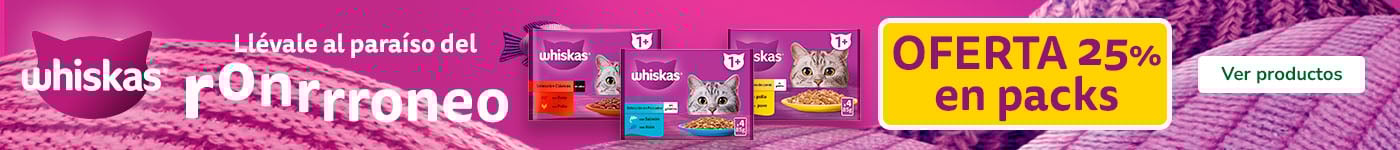 Whiskas: 25% dto en packs de 24 húmedos para gato.
