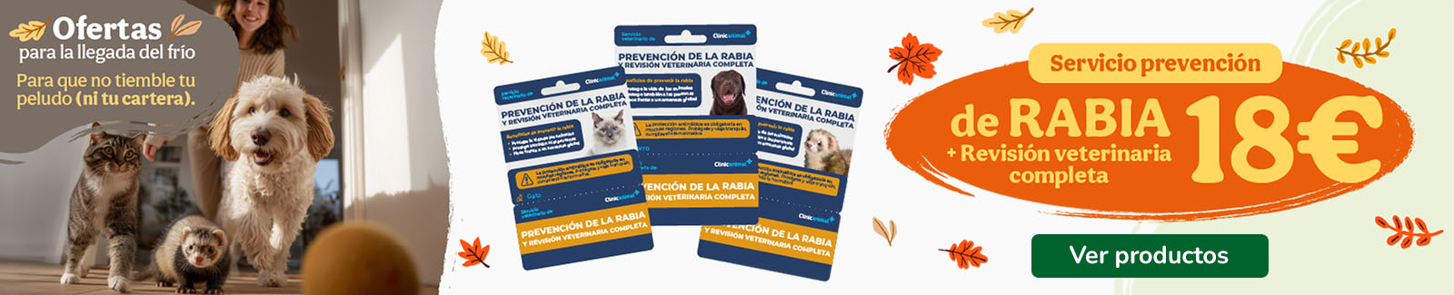 Obtén las tarjetas para servicios clínicos por 18€ para tu peludo.