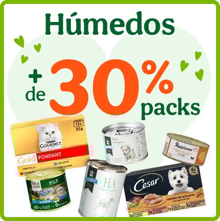 +30% dto en packs de comida húmeda para tu peludo.