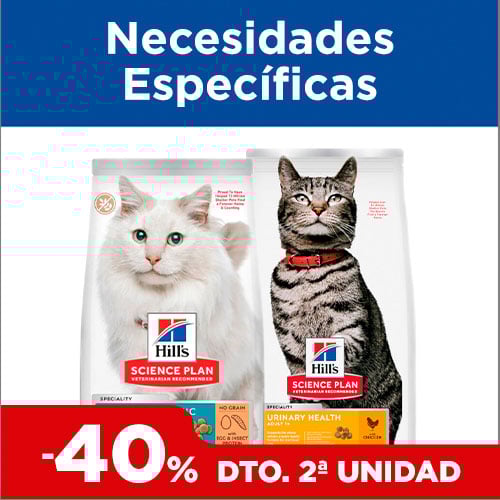 40% dto en la 2ª ud en necesidades específicas para gatos.