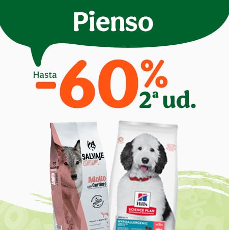 60% dto en la 2ª ud de pienso para perro.