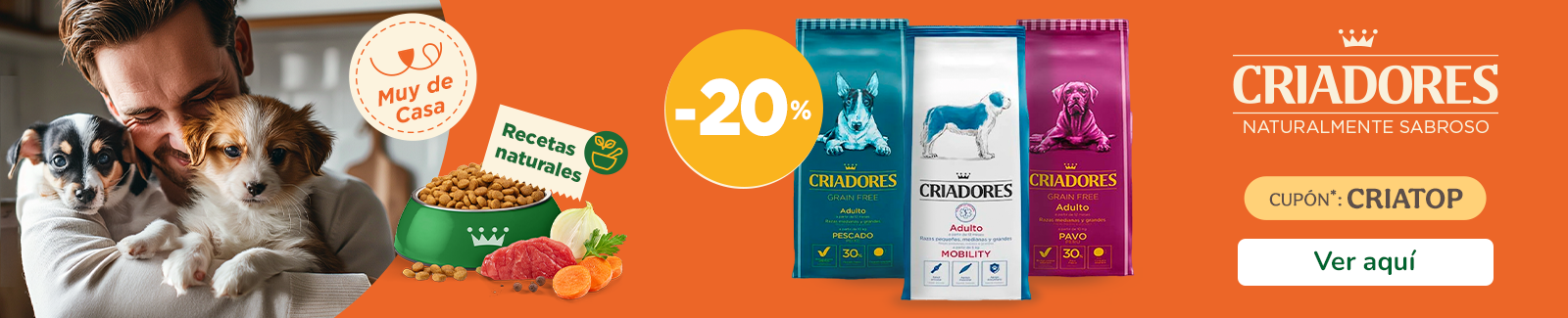 Criadores: 20% dto en selección de piensos para perro.