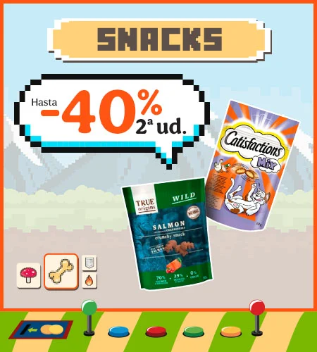 Hasta 40% de dto en la 2ª ud en snacks para gato.
