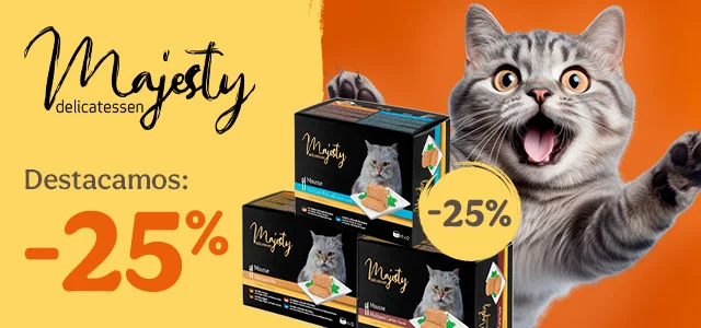 Majesty: 25% de descuento en comida húmeda para gato.