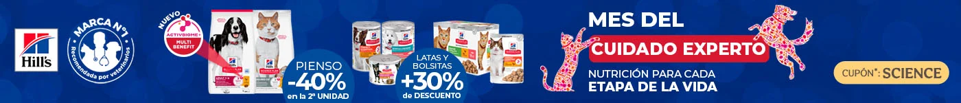 Hill’s Science Plan: 40% dto en la 2ª unidad de pienso y hasta 30% dto en packs de comida húmeda para tu peludo.