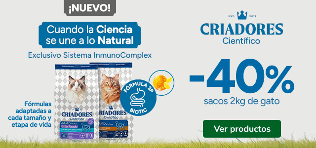 ¡Novedad! Criadores Científico: 40% dto en piensos para tu gato.